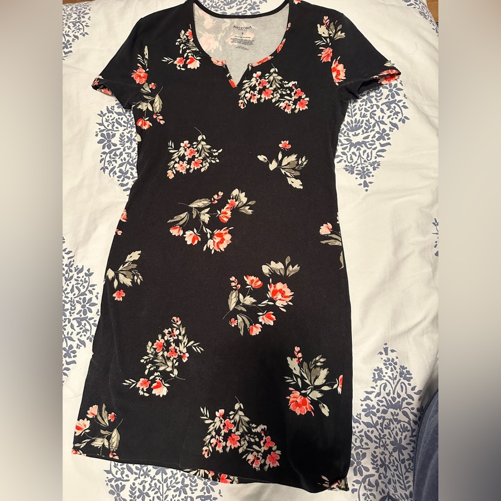 Arizona Jean Company Black Floral Mini Dress